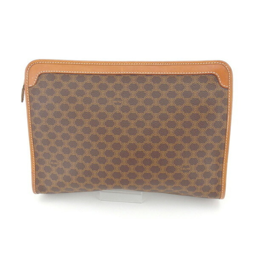Celine macadam clutch leather bag brown Cline